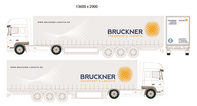 Fahrzeugwerbung für Bruckner Logistik