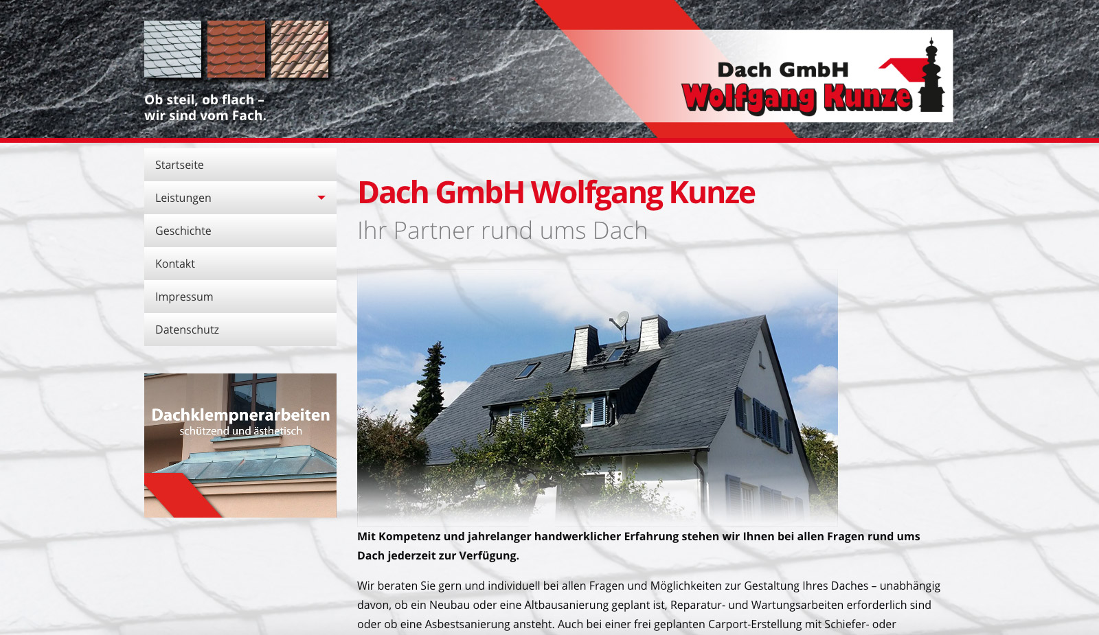Website Dachdecker Kunze von transparent Werbeagentur Chemnitz