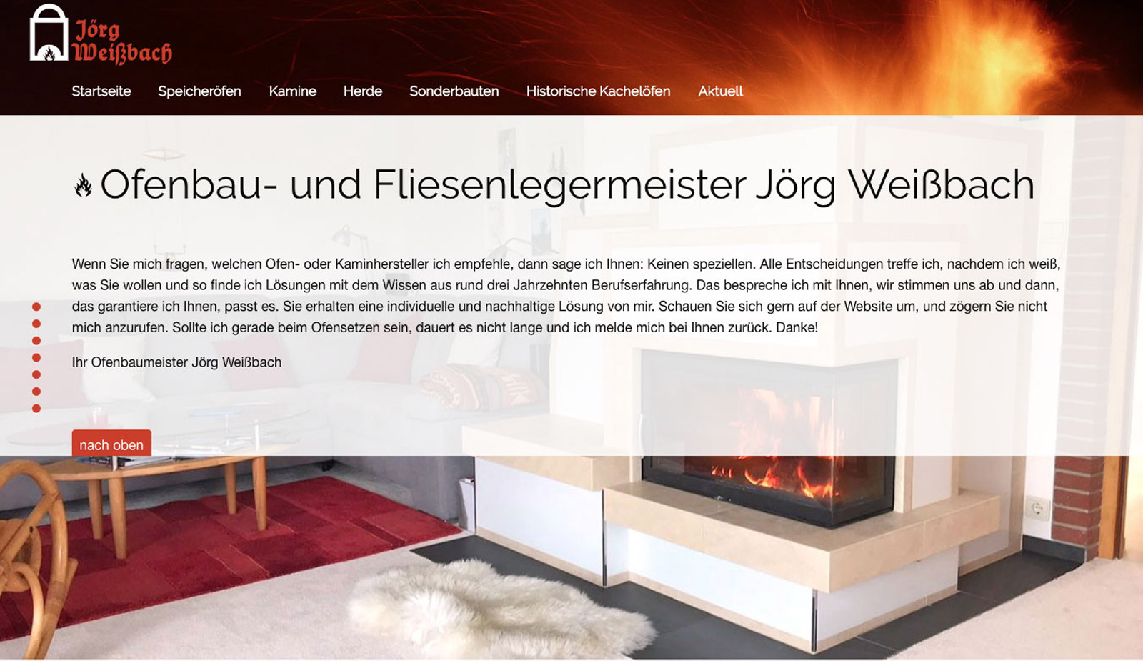 Website Ofenbaumeister Jörg Weißbach von transparent Werbeagentur Chemnitz