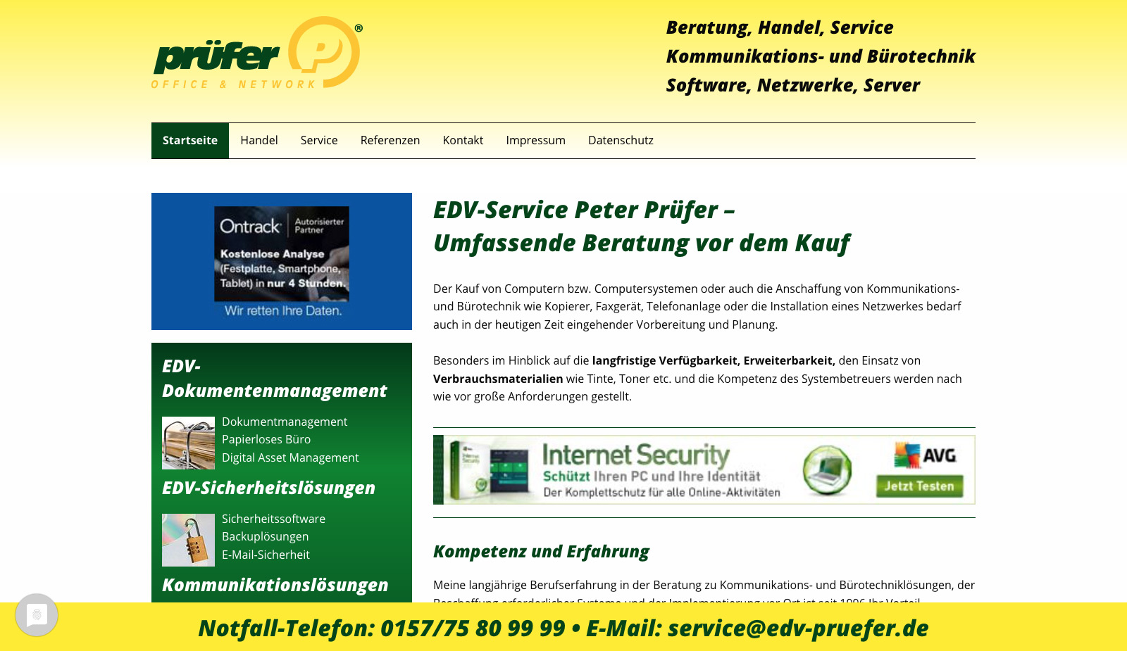 Website EDV-Service von transparent Werbeagentur Chemnitz