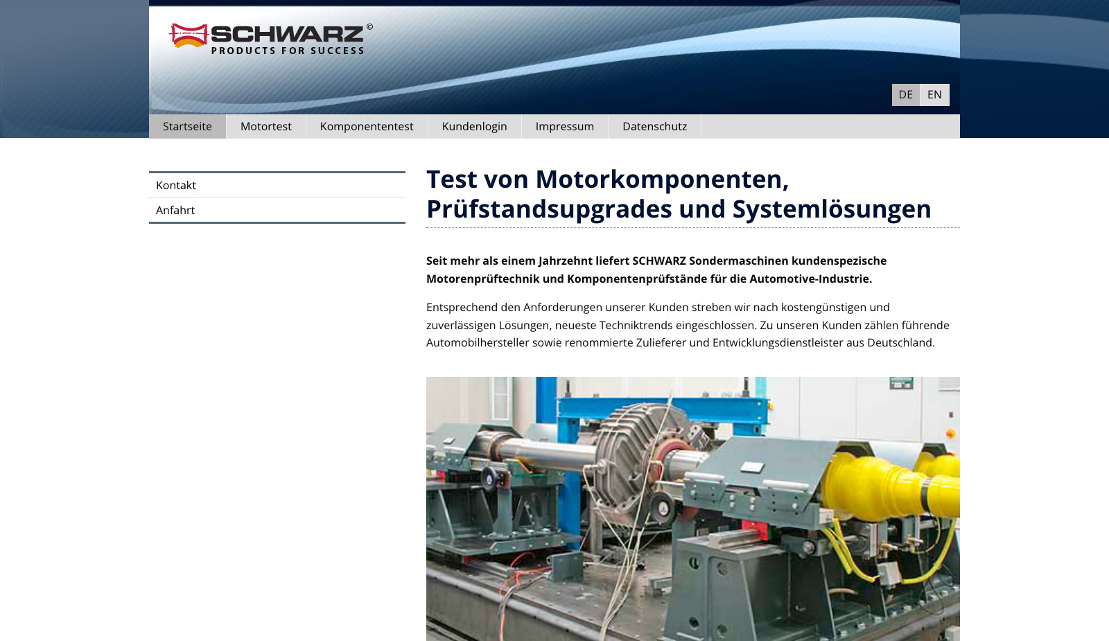 Website Sondermaschinen und Getriebe