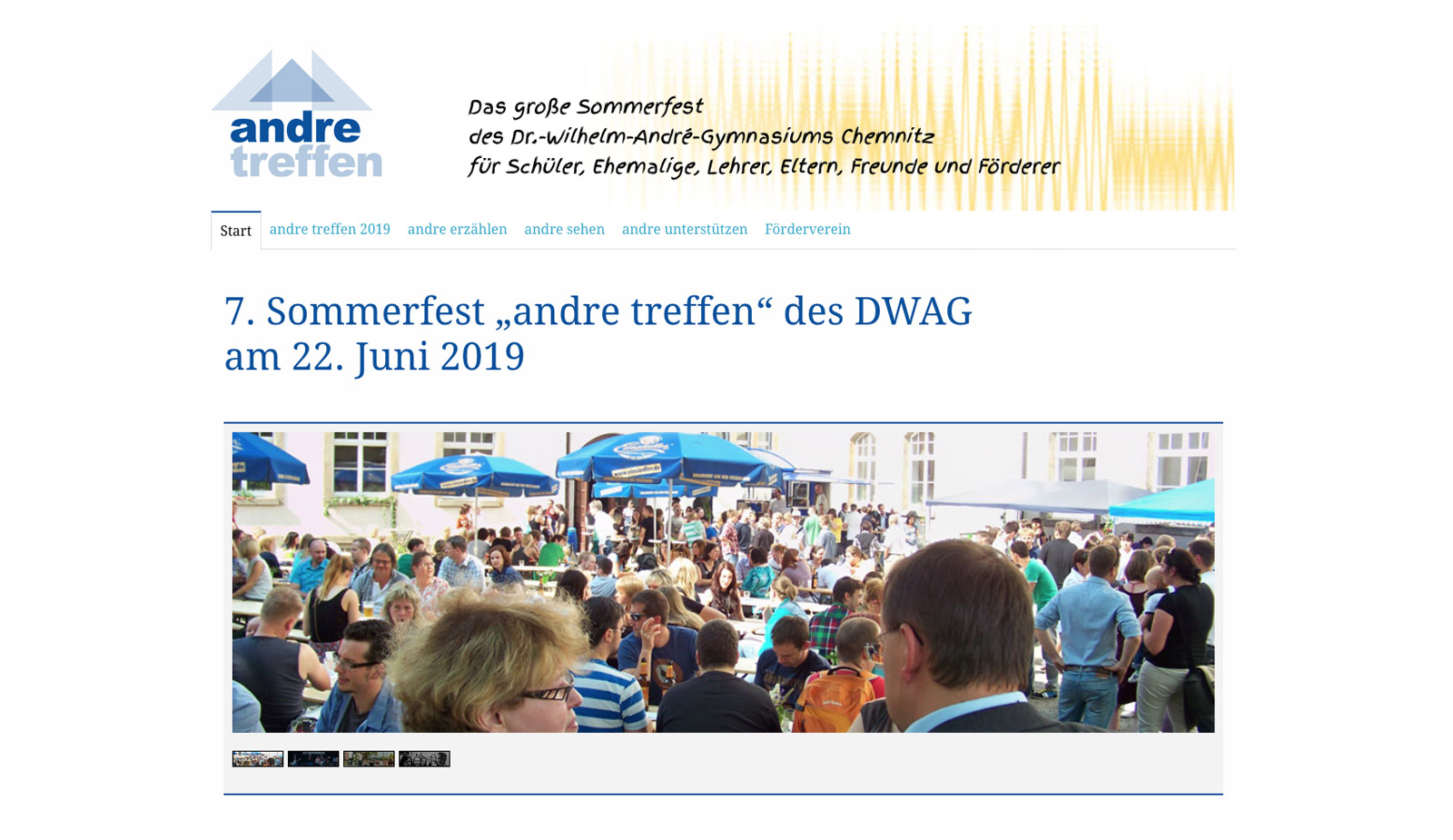 Mobile, responsive Website Sommerfest 'andre treffen' von transparent
