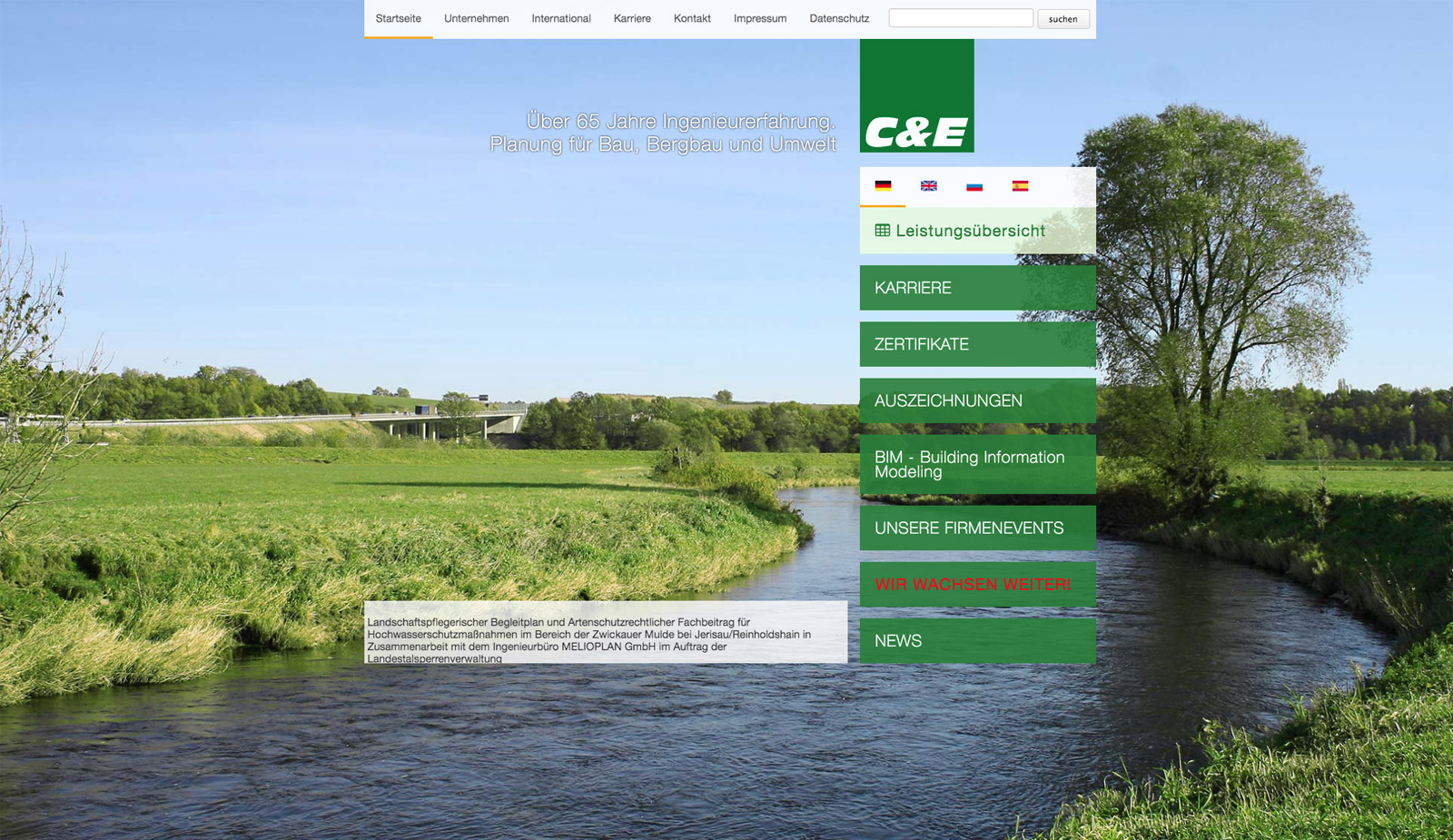 Website C&E GmbH Chemnitz von transparent