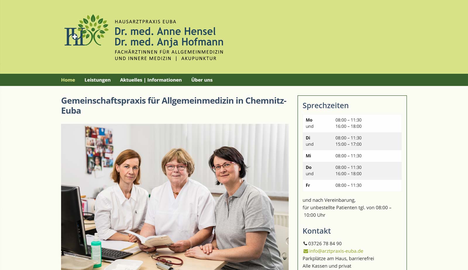 Website Hausarztpraxis Euba von transparent Werbeagentur Chemnitz