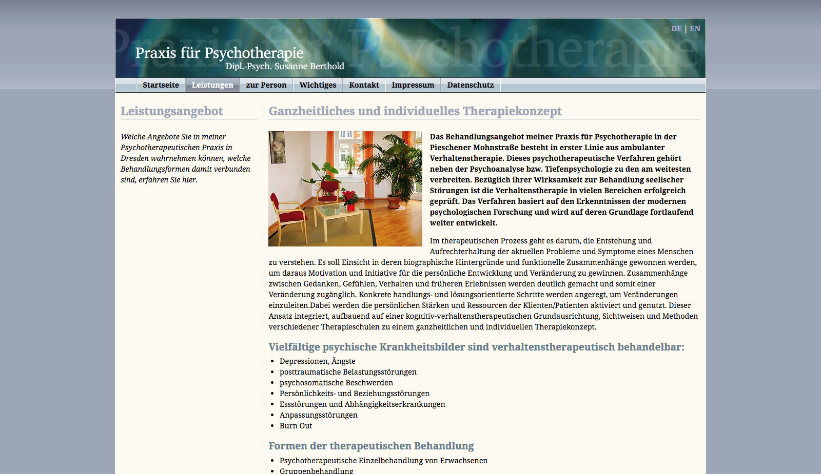 Website Psychotherapie Berthold Dresden von transparent