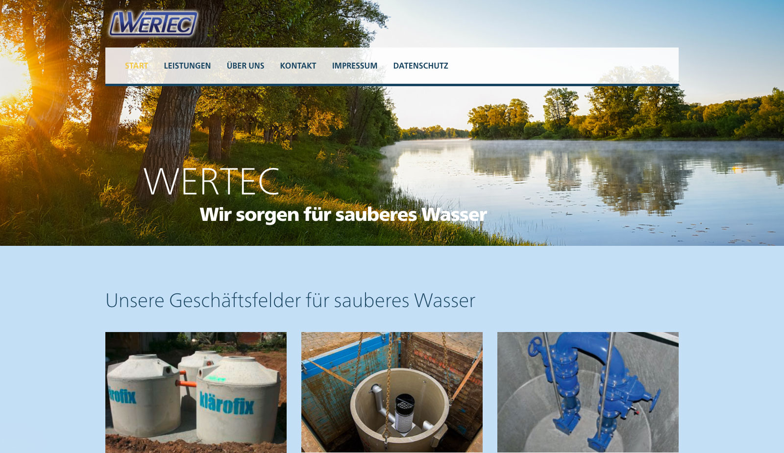Website Wasser-Wertec von transparent Werbeagentur Chemnitz