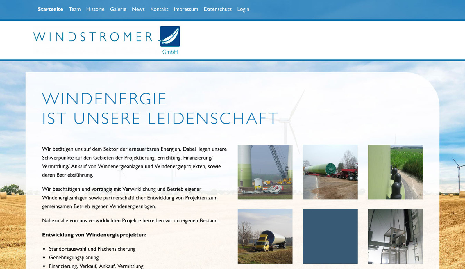 Website Windstromer von transparent Werbeagentur Chemnitz